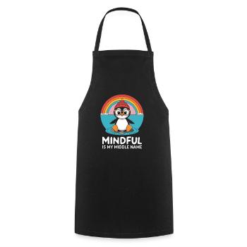Mindfulness is my middle name Penguin - Cooking Apron - black - Front - AI Model Male 185 dark (185cm)