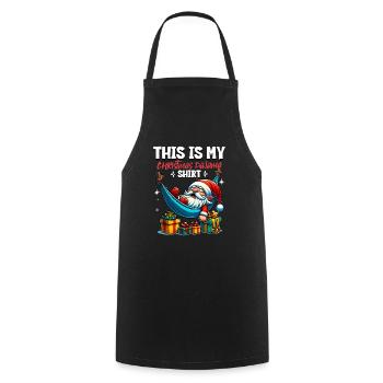 Sleep lazy Santa Claus This is my Christmas pajama - Cooking Apron - black - Front - AI Model Male 185 dark (185cm)