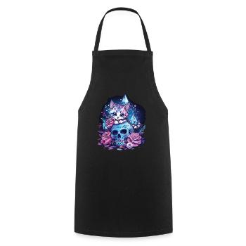 Kawaii Cat Pastel Goth Cute Anime - Cooking Apron - black - Front - AI Model Male 185 dark (185cm)