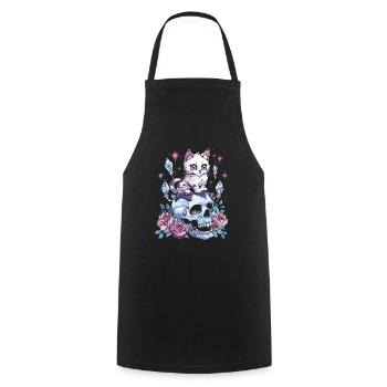 Kawaii Cat Pastel Goth Cute Anime - Cooking Apron - black - Front - AI Model Male 185 dark (185cm)
