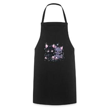 Kawaii Cat Pastel Goth Devilish - Cooking Apron - black - Front - AI Model Male 185 dark (185cm)
