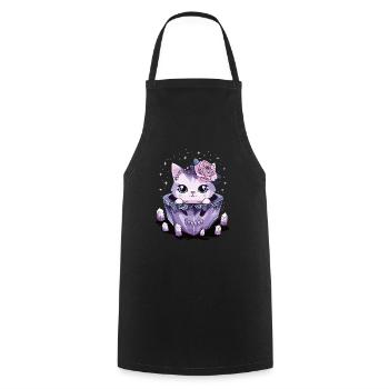 Kawaii Cat Pastel Goth Cute Anime - Cooking Apron - black - Front - AI Model Male 185 dark (185cm)