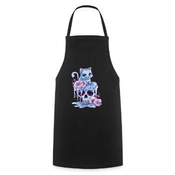 Kawaii Cat Pastel Goth Cute Anime - Cooking Apron - black - Front - AI Model Male 185 dark (185cm)