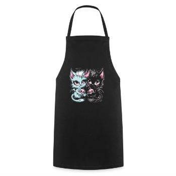 Kawaii Cat Pastel Goth Devilish - Cooking Apron - black - Front - AI Model Male 185 dark (185cm)