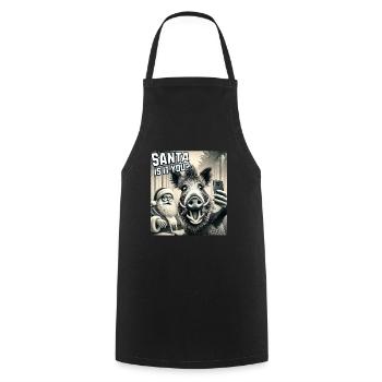 Chats Selfie Père Noël - Tablier de cuisine - noir - Devant - AI Model Male 185 dark (185cm)