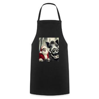 Chats Selfie Père Noël - Tablier de cuisine - noir - Devant - AI Model Male 185 dark (185cm)