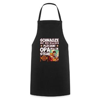 Opi SCHNAUZE AUF DEN BILLIGEN PLÄTZEN OPA WILL - Kochschürze - Schwarz - Vorne - AI Model Male 185 dark (185cm)