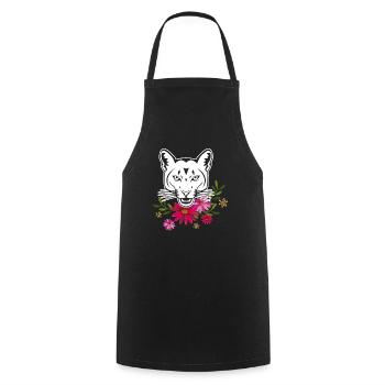 Cougar With Flowers - Cooking Apron - black - Front - AI Model Male 185 dark (185cm)