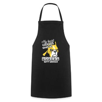 My Heart Giggles When My Boxers Butt Wiggles - Cooking Apron - black - Front - AI Model Male 185 dark (185cm)