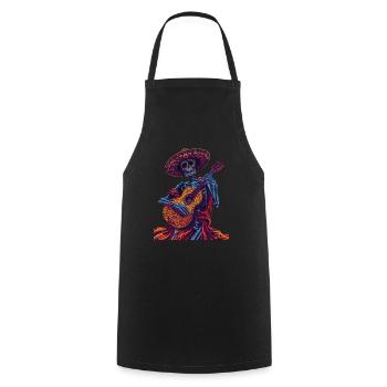 Guitare squelette mexicaine - Tablier de cuisine - noir - Devant - AI Model Male 185 dark (185cm)