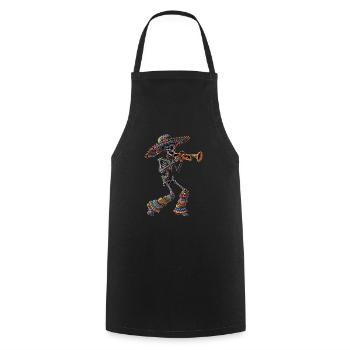 Trompette mexicaine squelette - Tablier de cuisine - noir - Devant - AI Model Male 185 dark (185cm)