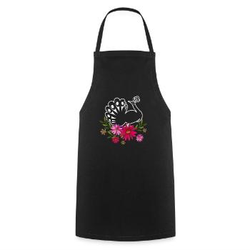 Peacock With Flowers - Cooking Apron - black - Front - AI Model Male 185 dark (185cm)