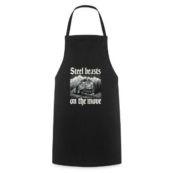Railfan Train Enthusiast Locomotive Lover - Cooking Apron - black - Front - AI Model Male 185 dark (185cm)
