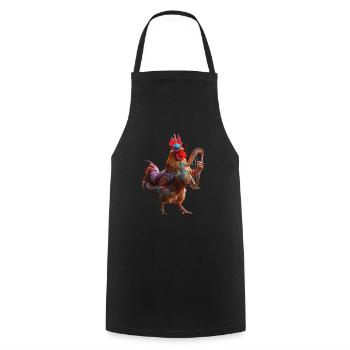 Hahn Harfe - Kochschürze - Schwarz - Vorne - AI Model Male 185 dark (185cm)