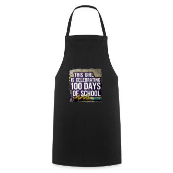 Funny Outfit teacher & student 100 days of school - Cooking Apron - black - Front - AI Model Male 185 dark (185cm)
