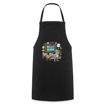 Funny Outfit teacher & student 100 days of school - Cooking Apron - black - Front - AI Model Male 185 dark (185cm)