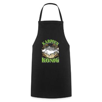 KAPRFEN KÖNIG Lustiges Karpfen Angler Outfit - Kochschürze - Schwarz - Vorne - AI Model Male 185 dark (185cm)