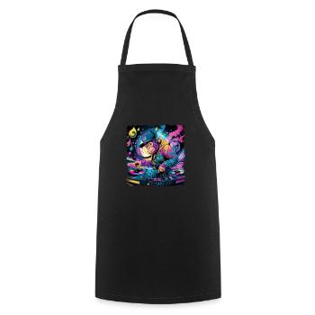 Dj Rave Festival cooler Affe mit Kopfhörer Party - Kochschürze - Schwarz - Vorne - AI Model Male 185 dark (185cm)