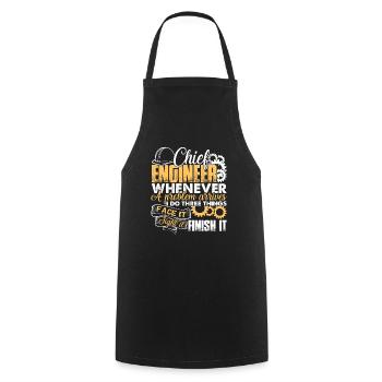 Chief Engineer Solves Problem - Cooking Apron - black - Front - AI Model Male 185 dark (185cm)