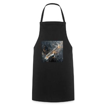 Saxophon - Kochschürze - Schwarz - Vorne - AI Model Male 185 dark (185cm)
