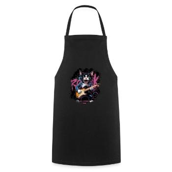 Rock and Roll Cat Guitarist for men-women & kids - Cooking Apron - black - Front - AI Model Male 185 dark (185cm)