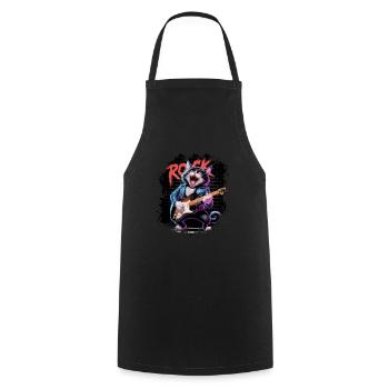 Rock and Roll Cat Guitarist for men-women & kids - Kochschürze - Schwarz - Vorne - AI Model Male 185 dark (185cm)