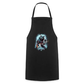 Rock and Roll Cat Guitarist for men-women & kids - Kochschürze - Schwarz - Vorne - AI Model Male 185 dark (185cm)