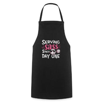 Volleyball Player And Fan Spike Serving - Cooking Apron - black - Front - AI Model Male 185 dark (185cm)