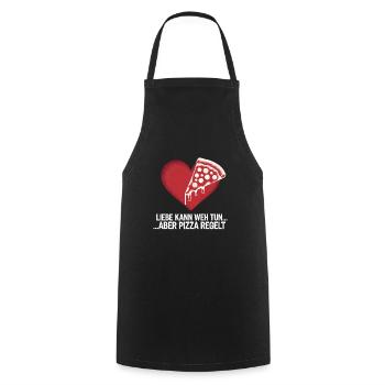 Liebe tut weh Trennung Valentinstag Pizza regelt - Kochschürze - Schwarz - Vorne - AI Model Male 185 dark (185cm)