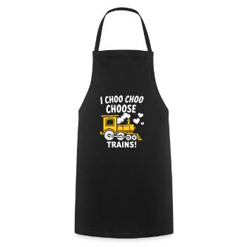 Railfan Train Enthusiast Locomotive Lover - Cooking Apron - black - Front - AI Model Male 185 dark (185cm)