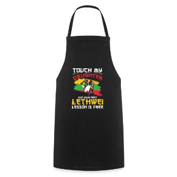 Touch my daughter and your first - Cooking Apron - black - Front - AI Model Male 185 dark (185cm)