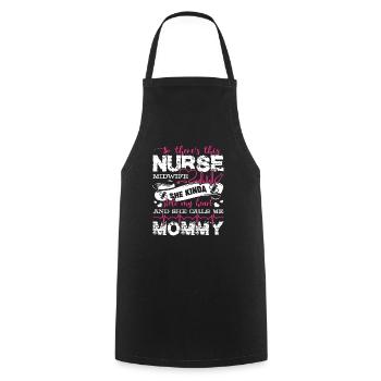 Nurse Midwife Nurse Midwife Mommy - Cooking Apron - black - Front - AI Model Male 185 dark (185cm)