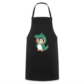 Cute Penguin in Crocodile Costume - Cooking Apron - black - Front - AI Model Male 185 dark (185cm)