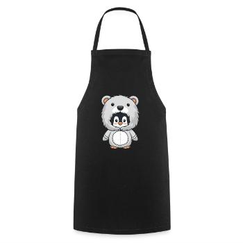 Pingouin en costume d’ours câlin - Tablier de cuisine - noir - Devant - AI Model Male 185 dark (185cm)