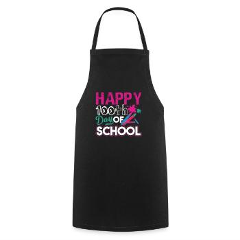 Teacher Happy 100th Day Of School - Cooking Apron - black - Front - AI Model Male 185 dark (185cm)