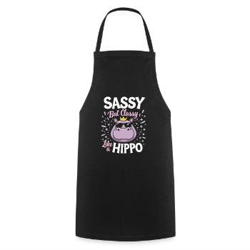 Humour hippopotame, citations sarcastiques, drôle - Tablier de cuisine - noir - Devant - AI Model Male 185 dark (185cm)
