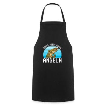 Angler Geburtstag COOLE JUNGS GEHEN ANGELN Lustig - Kochschürze - Schwarz - Vorne - AI Model Male 185 dark (185cm)