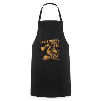 Legendary Since 1980 Birthday Dragon Fantasy - Cooking Apron - black - Front - AI Model Male 185 dark (185cm)