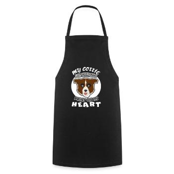 My Border Collie Left Pawprint On My heart - Cooking Apron - black - Front - AI Model Male 185 dark (185cm)