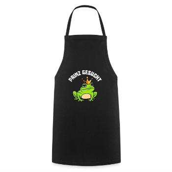 Karneval Frosch PRINZ GESUCHT Lustiges Kostüm - Kochschürze - Schwarz - Vorne - AI Model Male 185 dark (185cm)