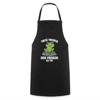 Faschings Kostüm TATÜ TATATA DER FROSCH IST DA - Kochschürze - Schwarz - Vorne - AI Model Male 185 dark (185cm)