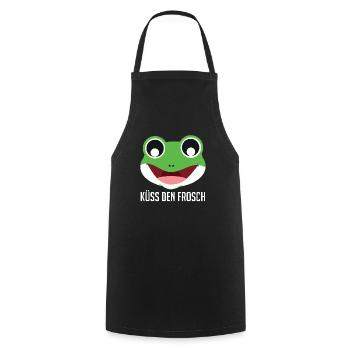 Froschkostüm KÜSS DEN FROSCH Lustiges Faschings - Kochschürze - Schwarz - Vorne - AI Model Male 185 dark (185cm)