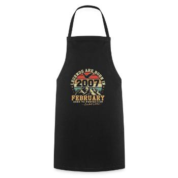 February 2007 Vintage Birthday 2007 Gift - Cooking Apron - black - Front - AI Model Male 185 dark (185cm)