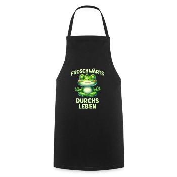 Froschkostüm FROSCHWÄRTS DURCHS LEBEN Lustiges - Kochschürze - Schwarz - Vorne - AI Model Male 185 dark (185cm)