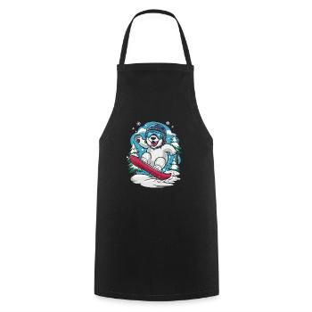 Snowboarding polar bear in the winter forest - Cooking Apron - black - Front - AI Model Male 185 dark (185cm)