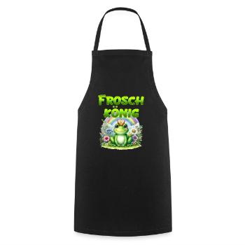 FROSCHKÖNIG Lustiges Karneval Frosch Kostüm - Kochschürze - Schwarz - Vorne - AI Model Male 185 dark (185cm)