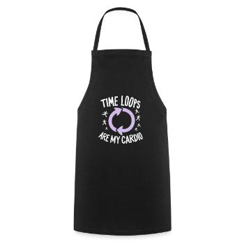 Time travel enthusiast who is interested in - Cooking Apron - black - Front - AI Model Male 185 dark (185cm)