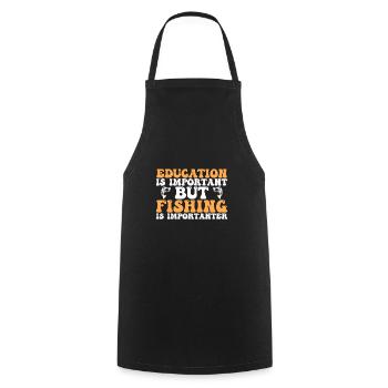 Fishing Is Importanter - Cooking Apron - black - Front - AI Model Male 185 dark (185cm)