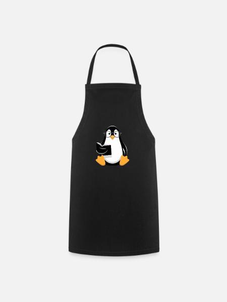 Lesender Pinguin Mit Brille Illustration - Kochschürze - Schwarz