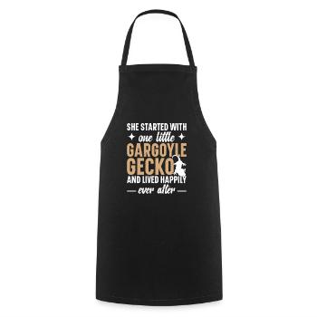 She started with a small gargoyle gecko and - Cooking Apron - black - Front - AI Model Male 185 dark (185cm)